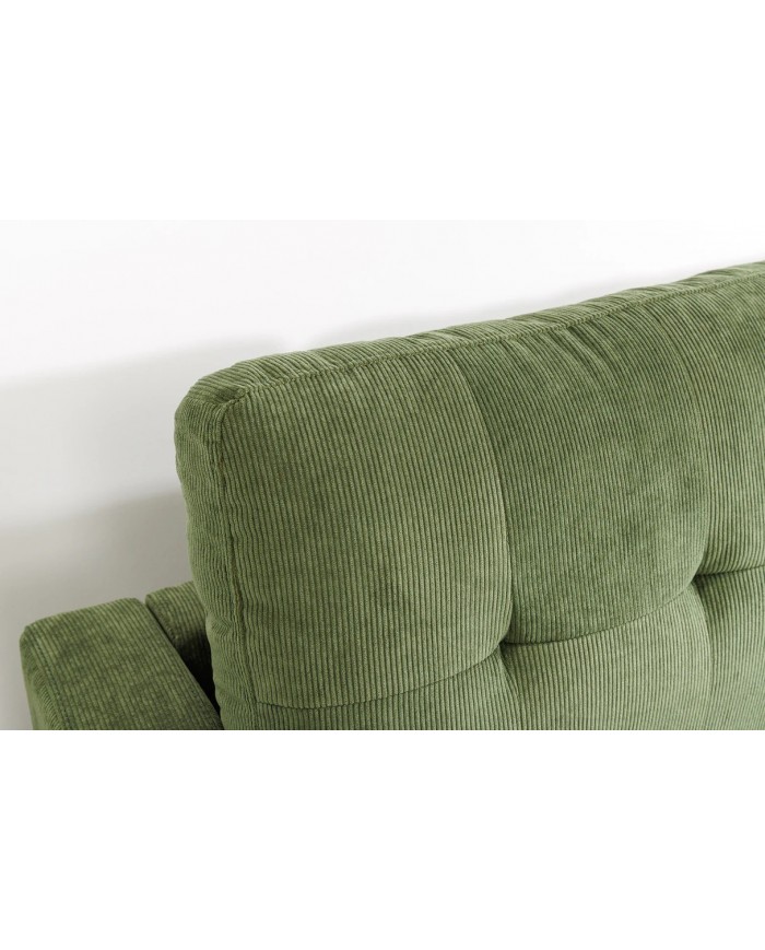 Canapé d'angle réversible 220 cm avec tissu Côtelé vert BERGEN