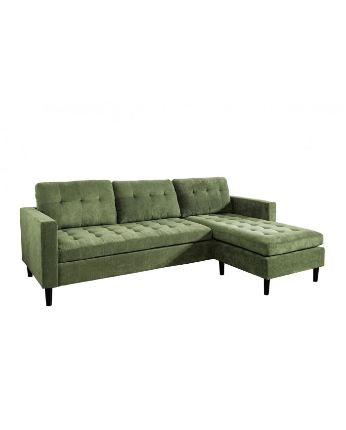 Canapé d'angle réversible 220 cm avec tissu Côtelé vert BERGEN