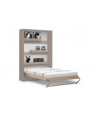 Armoire lit escamotable relevable vertical 120x200 cm taupe Premium