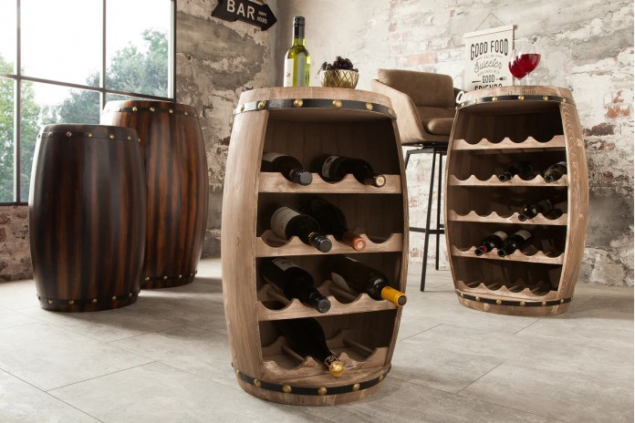 Casier à vin fût de tonneau en sapin 23 bouteilles CAVISTA 80 cm