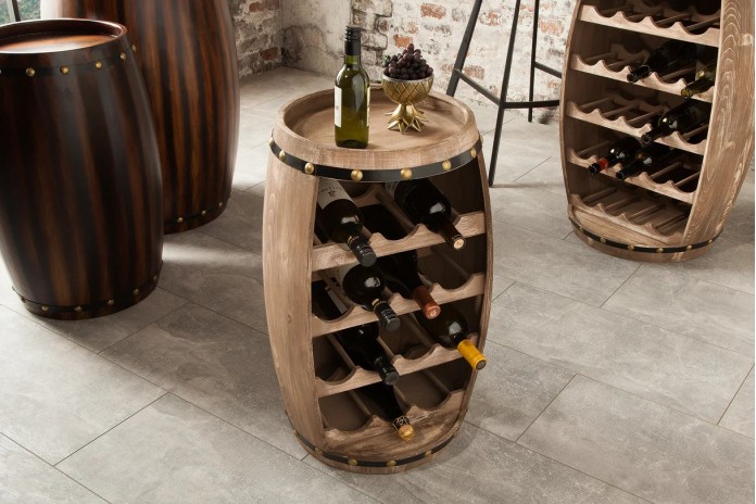 Casier à vin fût de tonneau en sapin 23 bouteilles CAVISTA 80 cm