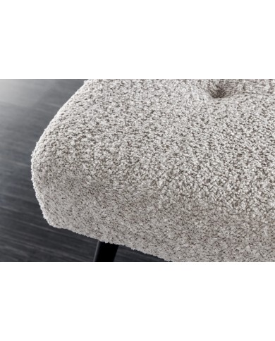 Banc 100 cm bouclé champagne grège pieds métal noir BOUNTY