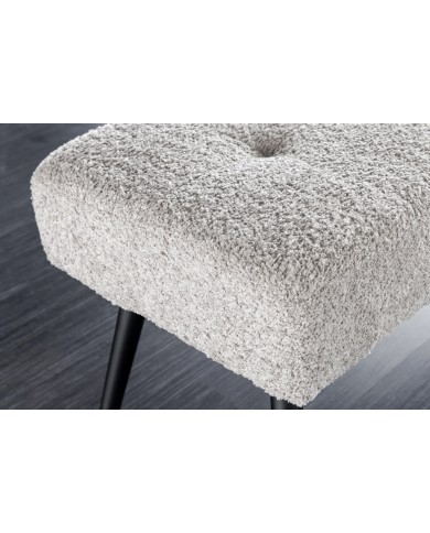 Banc 100 cm bouclé champagne grège pieds métal noir BOUNTY