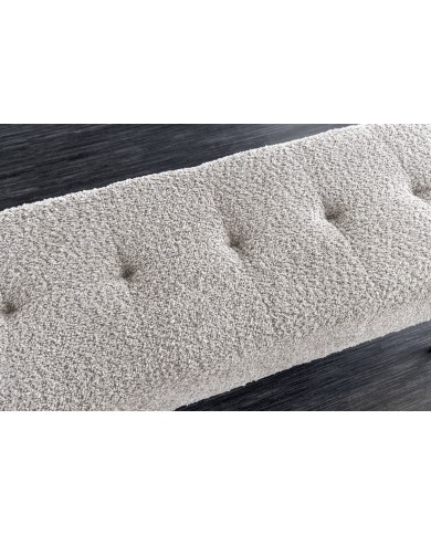 Banc 100 cm bouclé champagne grège pieds métal noir BOUNTY