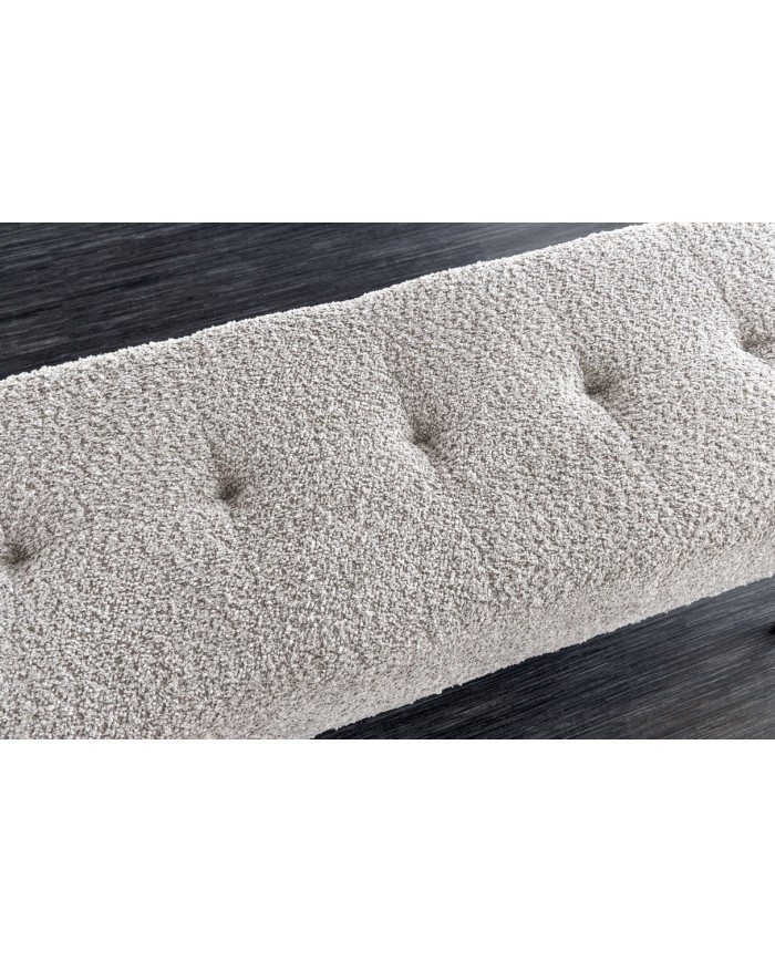 Banc 100 cm bouclé champagne grège pieds métal noir BOUNTY