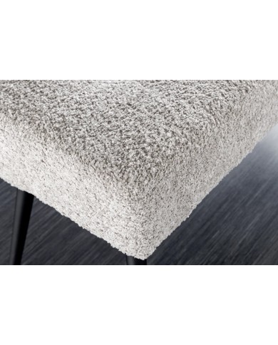 Banc 100 cm bouclé champagne grège pieds métal noir BOUNTY