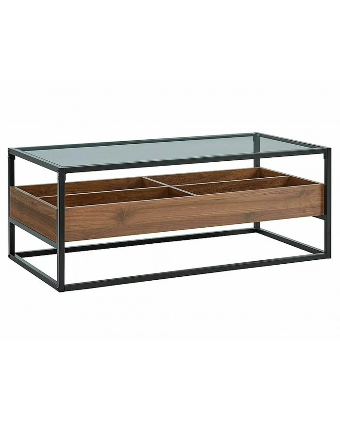 Table de Salon Harmony A – Élégance et Fonctionnalité avec Plateau en Verre et Rangements