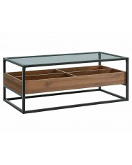 Table de Salon Harmony A – Élégance et Fonctionnalité avec Plateau en Verre et Rangements