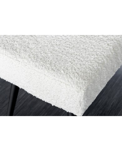 Banc 100 cm bouclé blanc pieds métal noir BOUNTY