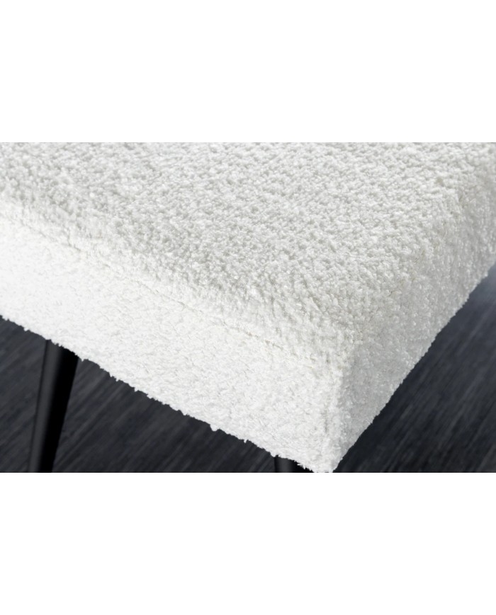 Banc 100 cm bouclé blanc pieds métal noir BOUNTY