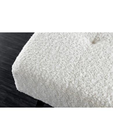 Banc 100 cm bouclé blanc pieds métal noir BOUNTY