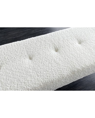 Banc 100 cm bouclé blanc pieds métal noir BOUNTY
