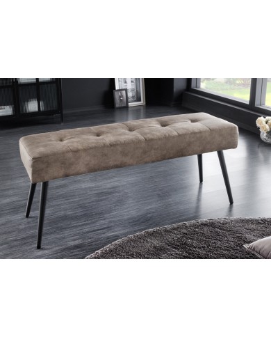 Banc 100 cm taupe microfibre et métal noir BOUNTY