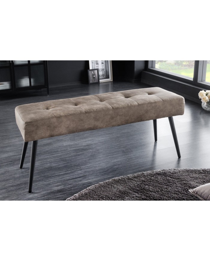 Banc 100 cm taupe microfibre et métal noir BOUNTY