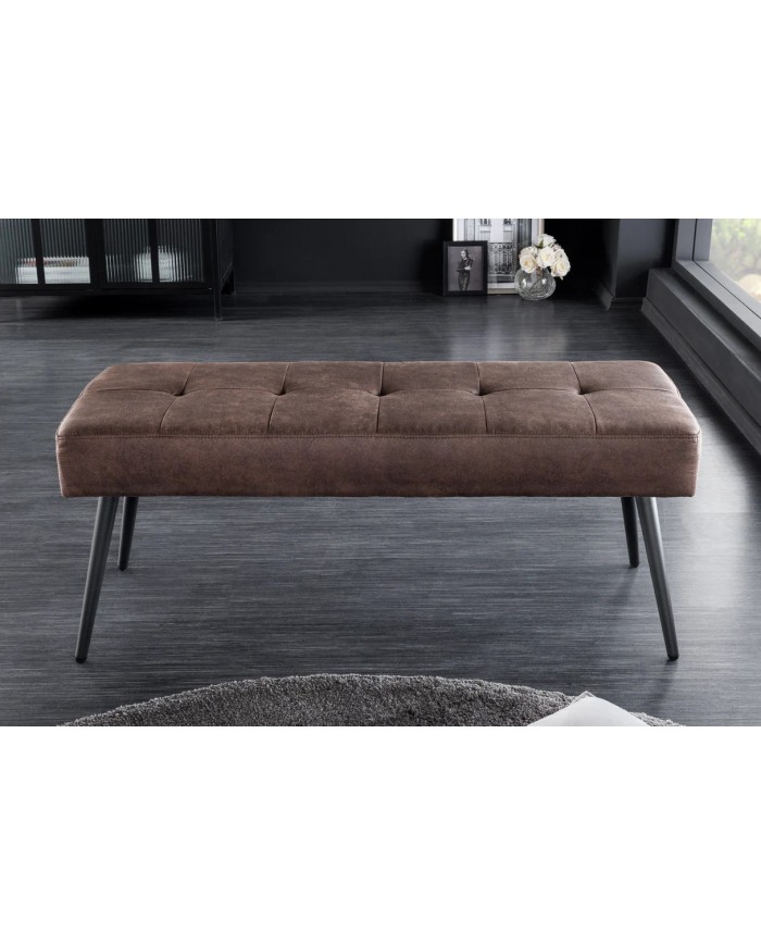 Banc 100 cm microfibre chocolate Et métal noir BOUNTY