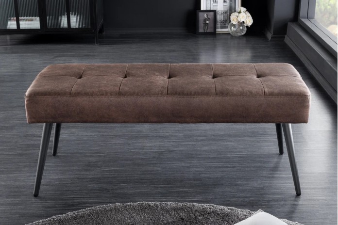 Banc 100 cm microfibre chocolate Et métal noir BOUNTY