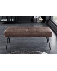 Banc 100 cm microfibre chocolate Et métal noir BOUNTY