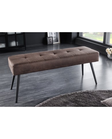 Banc 100 cm microfibre chocolate Et métal noir BOUNTY