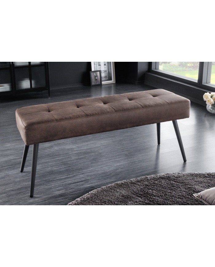 Banc 100 cm microfibre chocolate Et métal noir BOUNTY