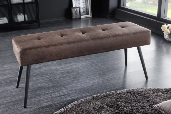 Banc 100 cm microfibre chocolate Et métal noir BOUNTY