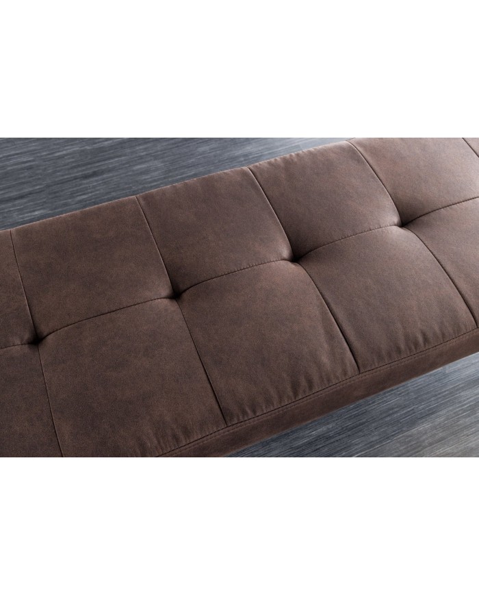 Banc 100 cm microfibre chocolate Et métal noir BOUNTY