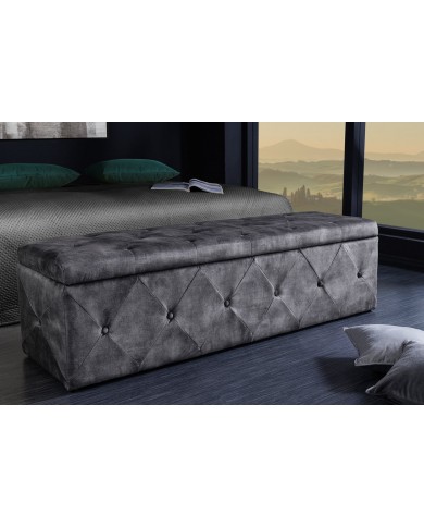 Banc Coffre 140cm microfibre gris antique VELUTO