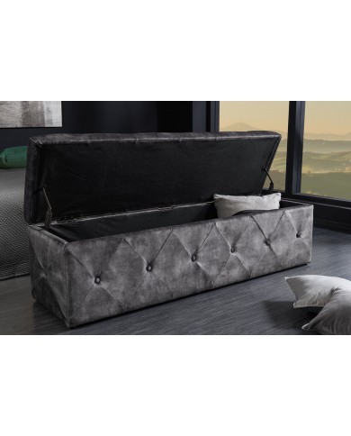 Banc Coffre 140cm microfibre gris antique VELUTO
