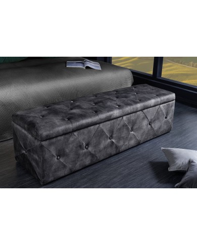 Banc Coffre 140cm microfibre gris antique VELUTO
