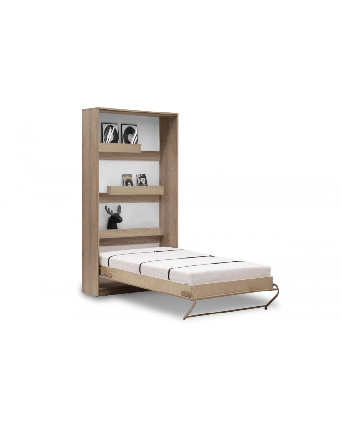 Armoire lit escamotable relevable vertical 90x200 cm chêne sonoma Premium