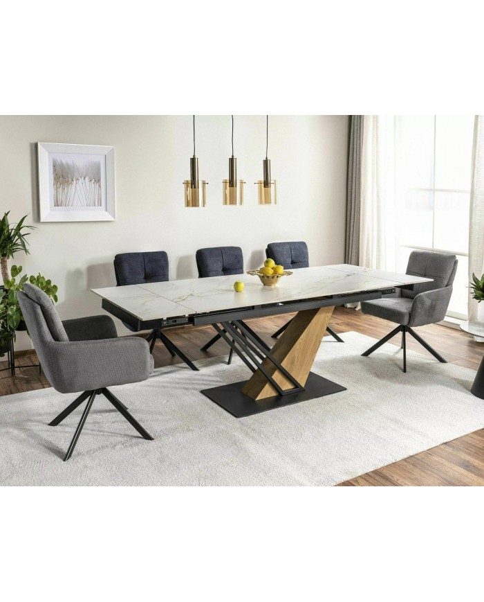 Table extensible plateau céramique effet marbre 160(220)x90x75 cm GENESE