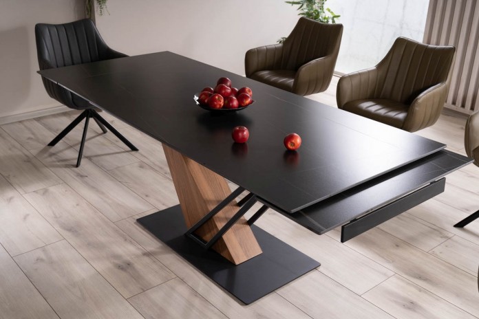 Table extensible plateau céramique effet marbre 160(220)x90x75 cm GENESE