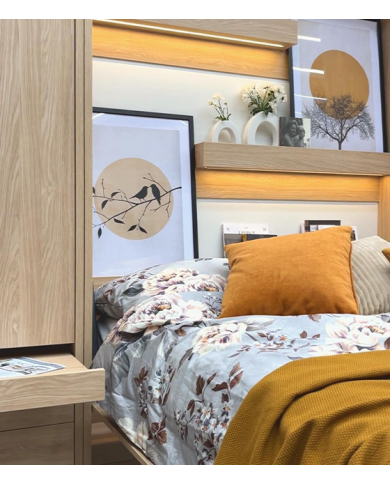 Armoire lit escamotable relevable vertical 120x200 cm chêne sonoma Premium