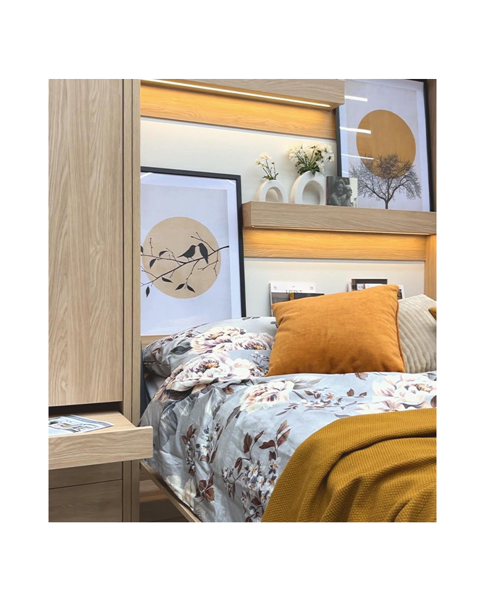 Armoire lit escamotable relevable vertical 120x200 cm chêne sonoma Premium