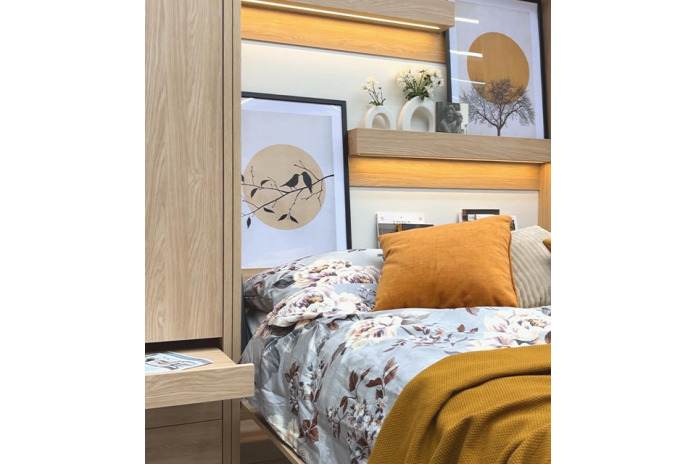 Armoire lit escamotable relevable vertical 120x200 cm chêne sonoma Premium