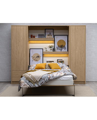 Armoire lit escamotable relevable vertical 120x200 cm chêne sonoma Premium