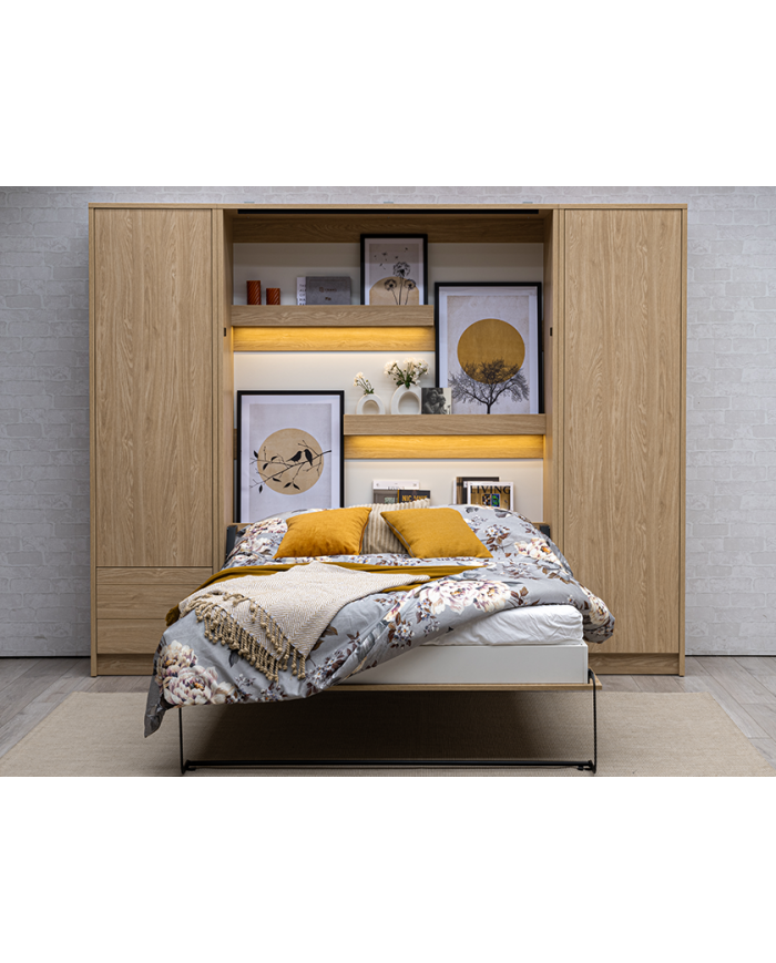 Armoire lit escamotable relevable vertical 120x200 cm chêne sonoma Premium