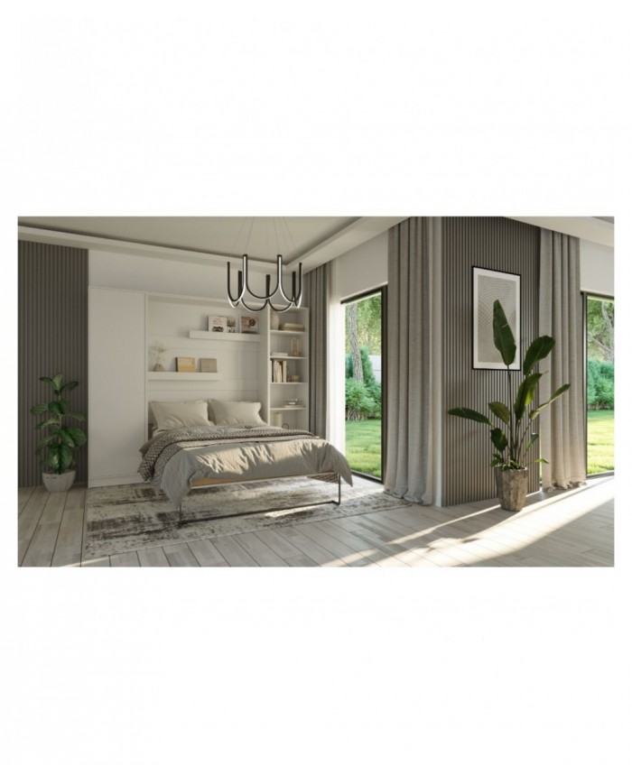 Armoire lit Escamotable relevable vertical 120x200 cm blanc mat Premium