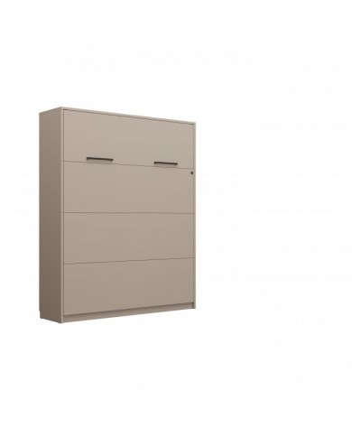 Armoire lit escamotable relevable vertical 120x200 cm taupe Premium