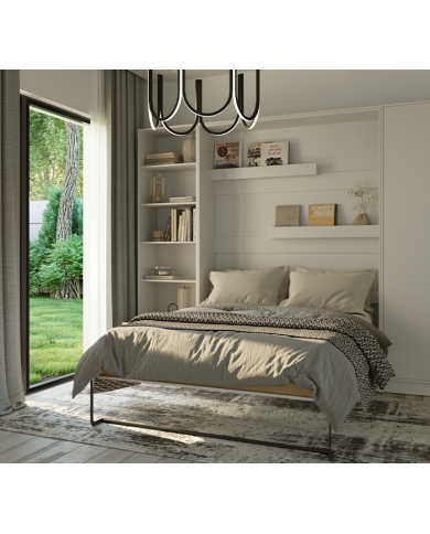 Armoire lit escamotable relevable vertical 120x200 cm blanc brillant Premium