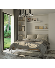 Armoire lit escamotable relevable vertical 140x200 cm blanc brillant Premium