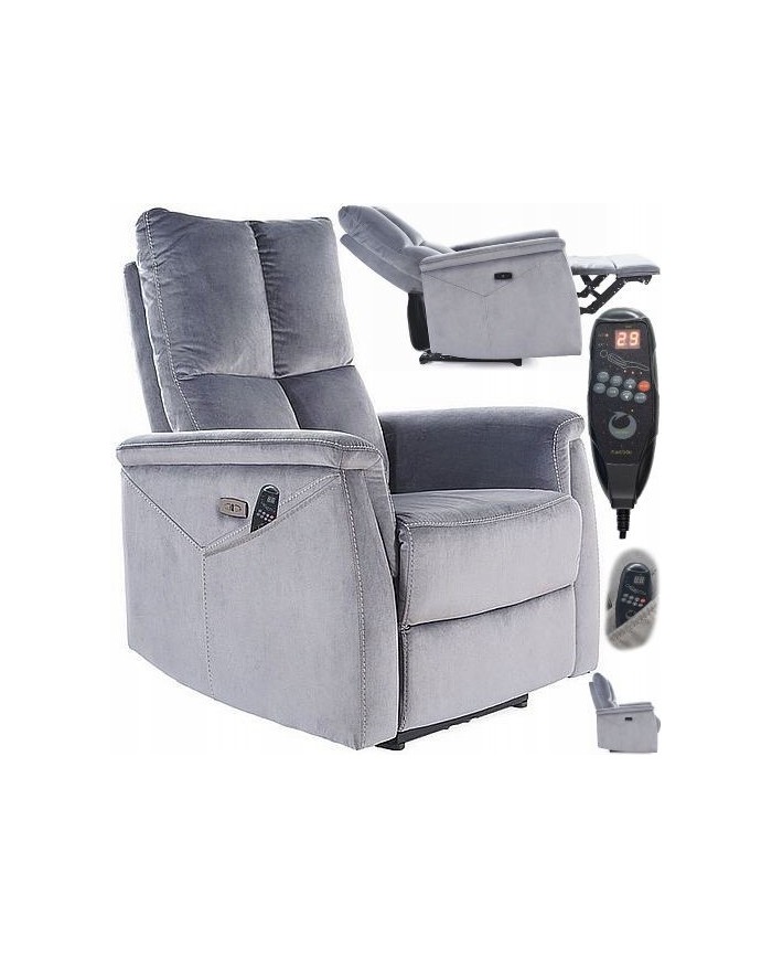 Fauteuil Électrique Relaxant - Massage, Inclinaison et Levage Électrique  NEPTUNE M gris clair