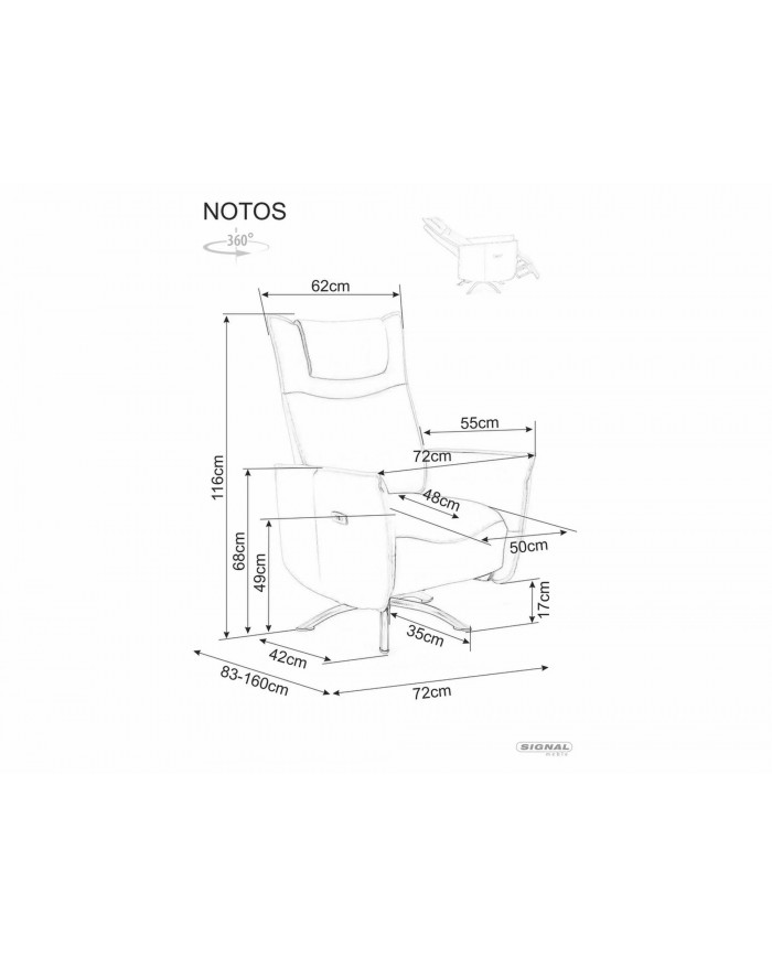 Fauteuil de relaxation éléctrique et pivotant Design Notos