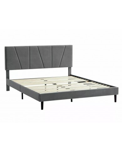 Offre Promo Exceptionnelle – Lit Design Tissu Velours SAWANA avec sommier lattes inclus - 2 teintes au choix