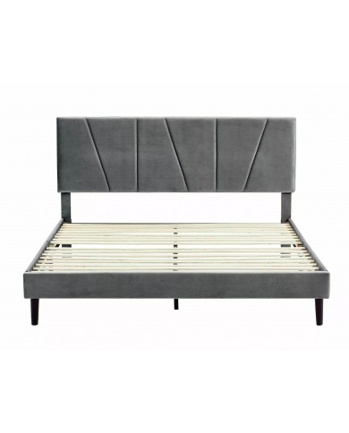 Offre Promo Exceptionnelle – Lit Design Tissu Velours SAWANA avec sommier lattes inclus - 2 teintes au choix