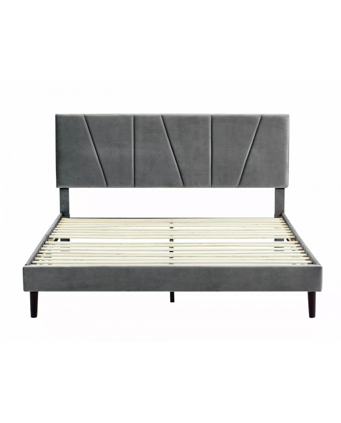 Offre Promo Exceptionnelle – Lit Design Tissu Velours SAWANA avec sommier lattes inclus - 2 teintes au choix