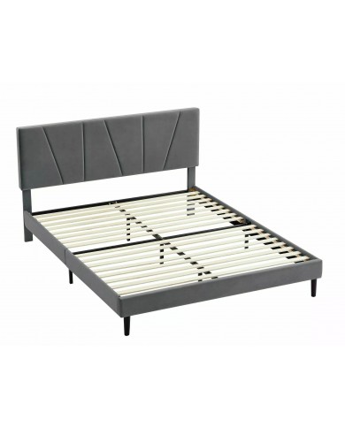 Offre Promo Exceptionnelle – Lit Design Tissu Velours SAWANA avec sommier lattes inclus - 2 teintes au choix