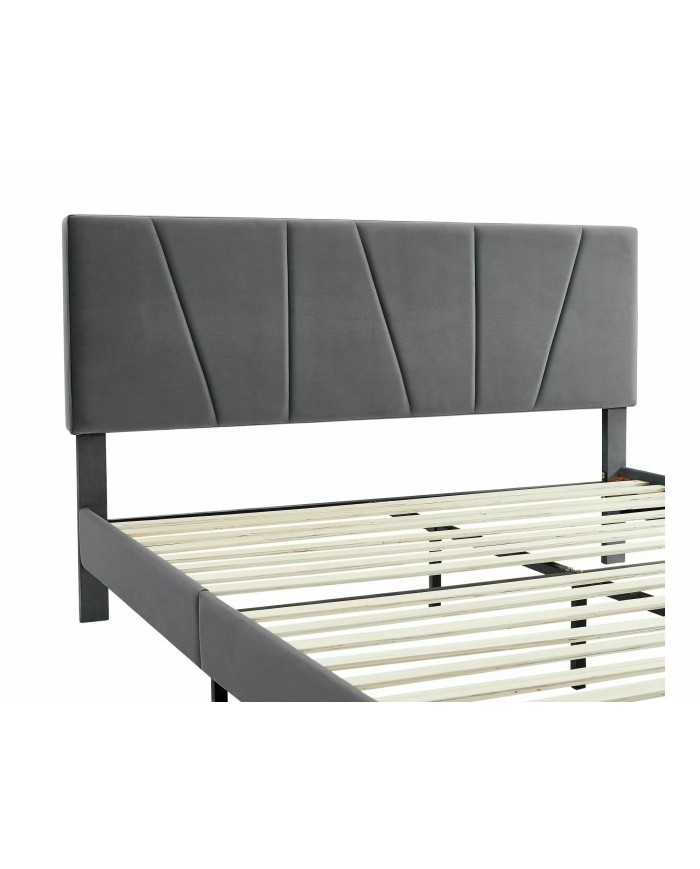 Offre Promo Exceptionnelle – Lit Design Tissu Velours SAWANA avec sommier lattes inclus - 2 teintes au choix