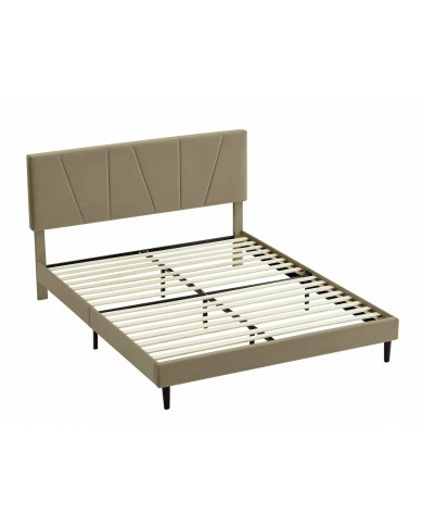 Offre Promo Exceptionnelle – Lit Design Tissu Velours SAWANA avec sommier lattes inclus - 2 teintes au choix
