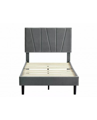 Offre Promo Exceptionnelle – Lit Design Tissu Velours SAWANA avec sommier lattes inclus - 2 teintes au choix