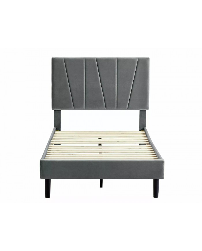 Offre Promo Exceptionnelle – Lit Design Tissu Velours SAWANA avec sommier lattes inclus - 2 teintes au choix